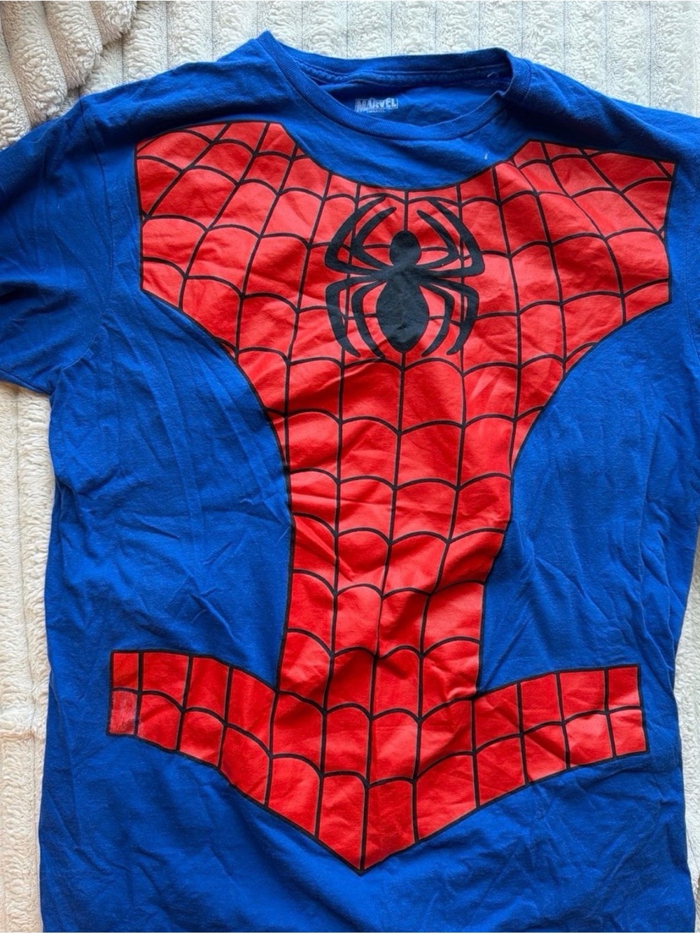 Marvel Spider-Man Blue & Red Costume Tee with Black Emblem